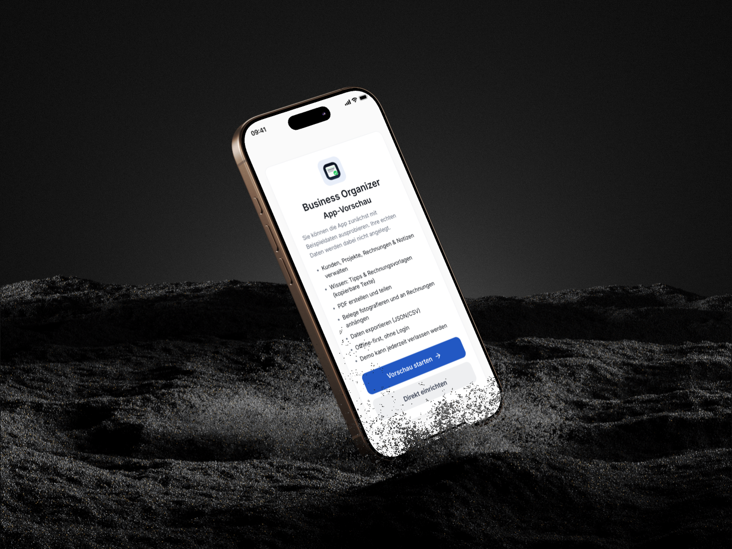 Business Organizer Mockup mit Kunden- und Projektübersicht